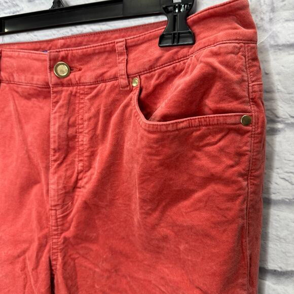 j.Mclaughlin Straight Leg Coral Red Velour Pants Size 10 Stretch - Picture 3 of 5